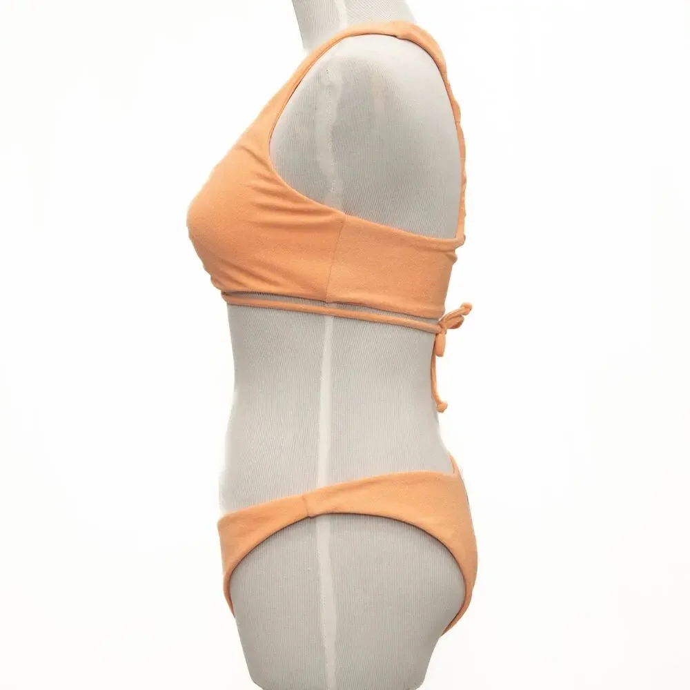Free People L*Space Tangy Terry Dax Top Cabana Bitsy Bikini Bottom Size Large